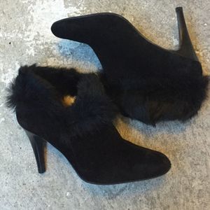 Talbots Rabbit Fur & Suede Ankle Boots